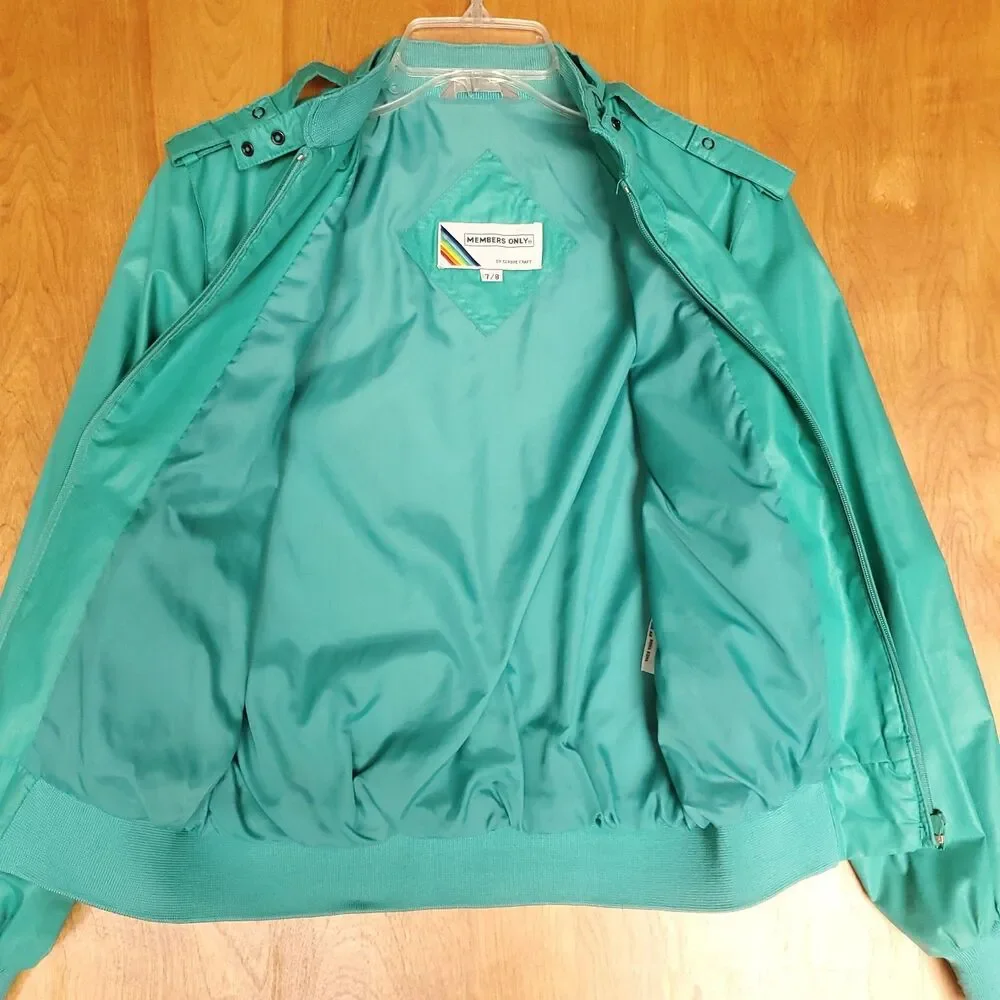 Classic Members Only Jacket Kids 7/8 Teal Green Vintage Iconic Bomber Racer